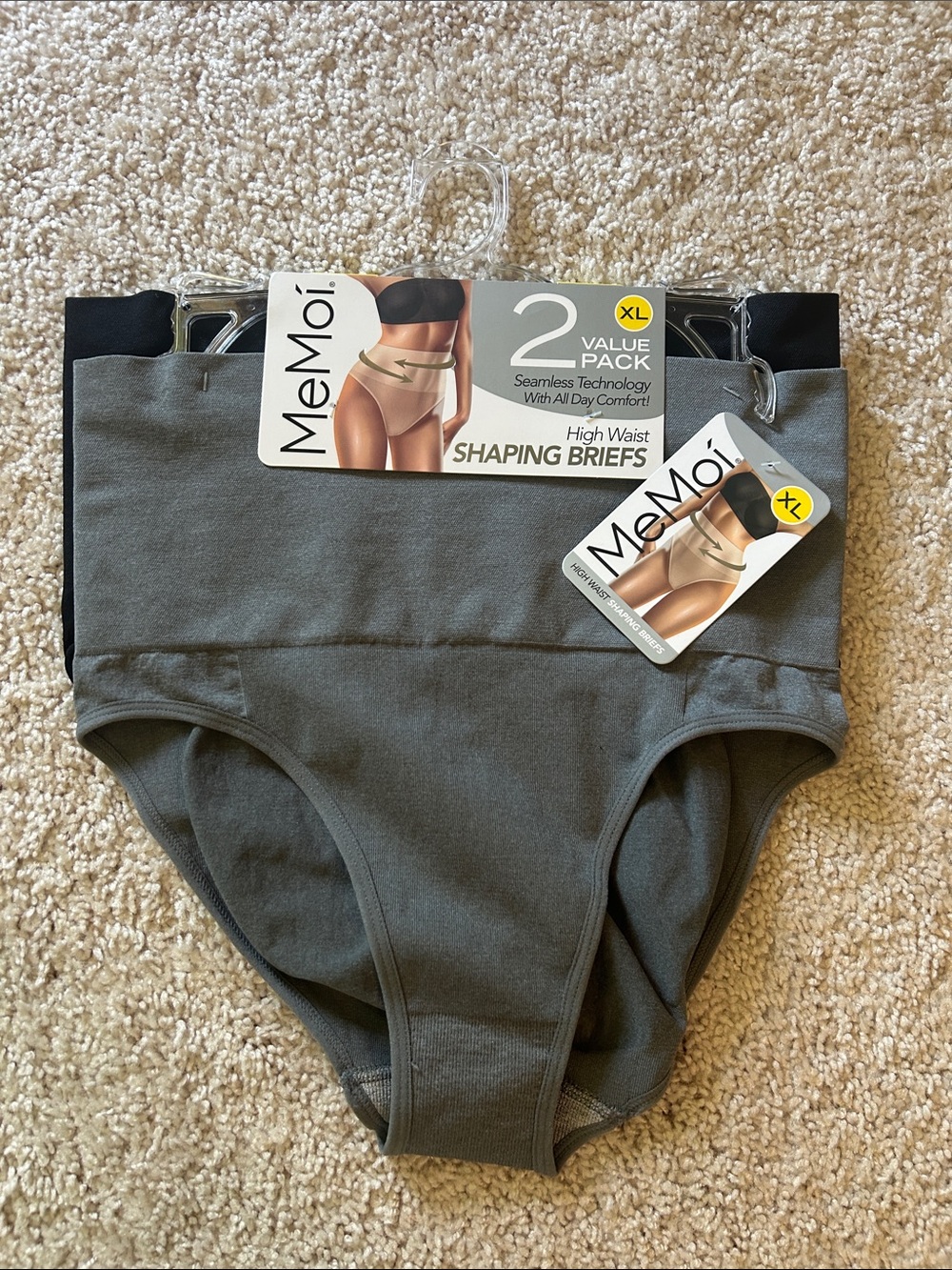 MeMoi High Waist Shaping Briefs - Gray (2 Pack)